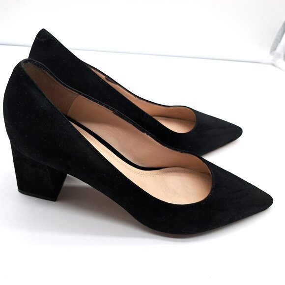 Marc Fisher LTD Womens MLZALA Black Suede Block Pumps Heels Shoes - Size 7.5 - Picture 1 of 14